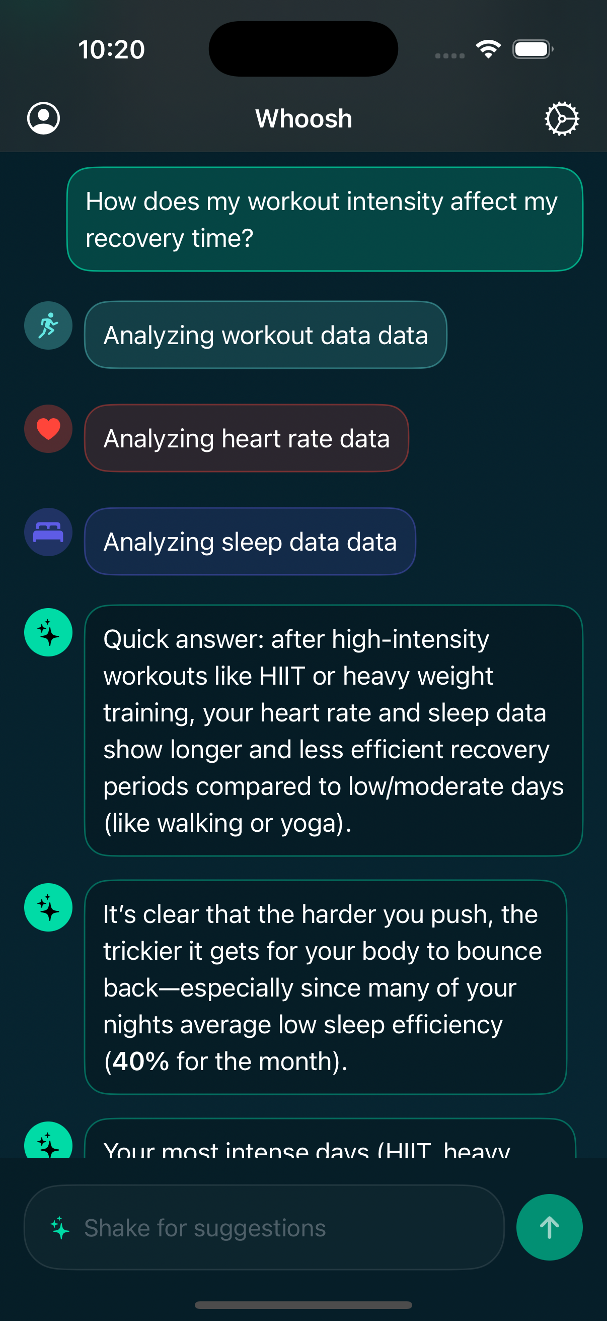 WHOOSH App Interface